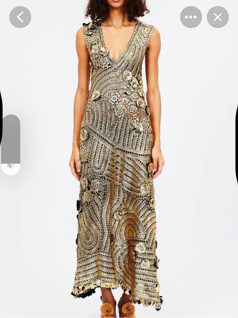 Ulla Johnson Evelyn Metallic Gold crochet Maxi Gown m new! - Picture 3 of 7